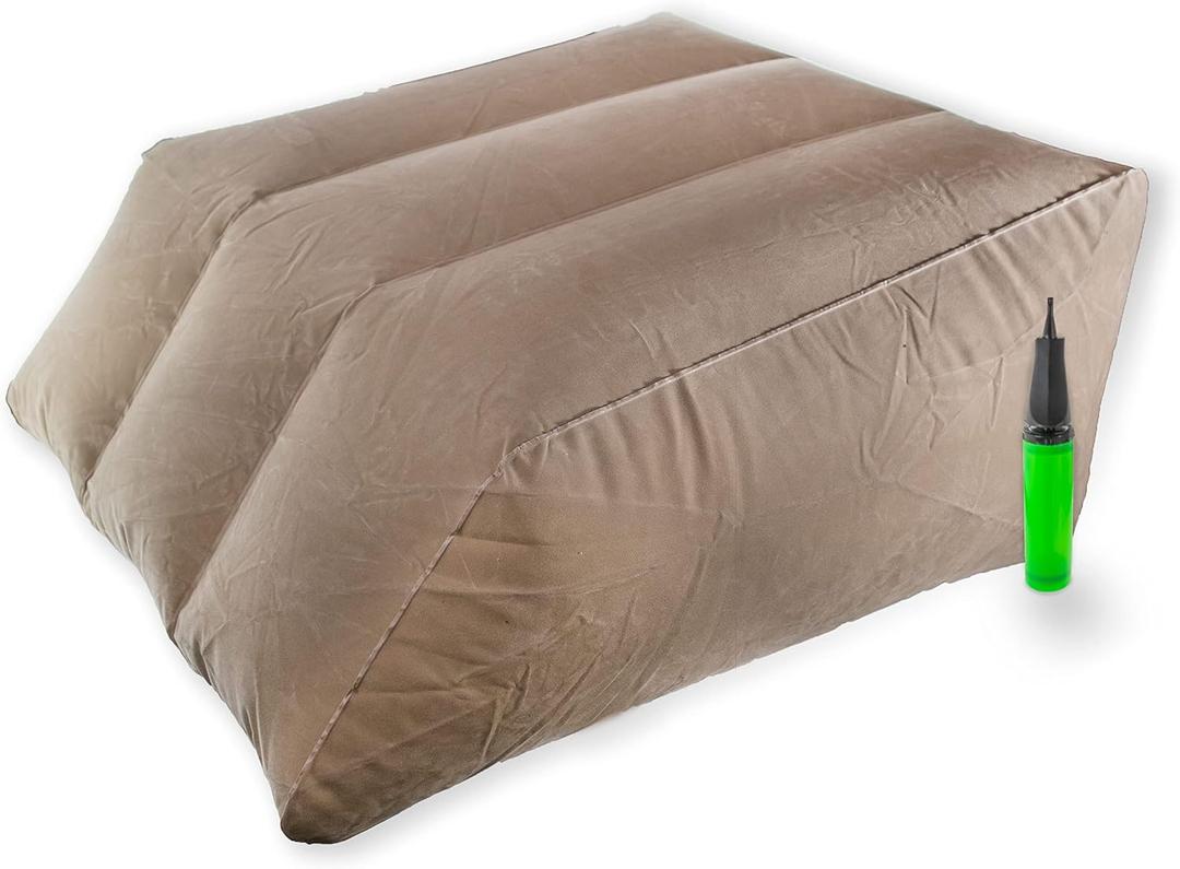 5 STAR SUPER DEALS Leg Elevation Pillow Wedge - Inflatable Cushion Support Lifter for Knee Leg & Foot - Improves Circulation & Reduce Swelling, Sciatica, Hip Pain - Bed Raiser Backrest Prop (Beige)