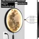 QIYIMEILUX Large Moon Wall Sconce Plug in Modern LED Dimmable Wall Light with Remote Control 23.6 inch 31W Black Wall Lamp Indoor Wall Mounted Lighting Ceiling Light for Living Room Bedroom