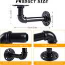 Industrial Pipe Shelf Brackets for 8 10 12 14 inches Board, Iron L Pipe Floating Shelves, Heavy Duty Metal Shelving Brackets -4 Pack Black