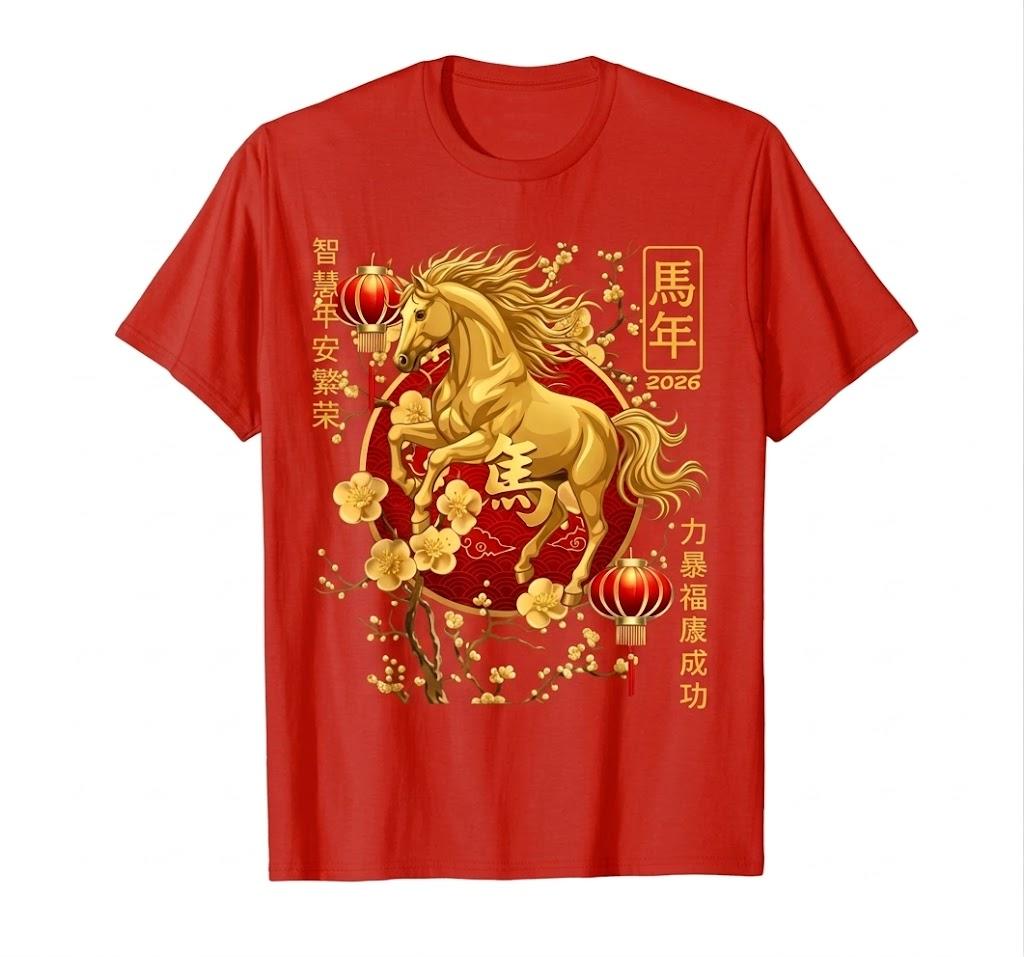 Year of The Horse 2026 Decoration Chinese New Year Men Women T-Shirt S