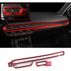 Car Accessories Fit for Honda Civic 11th Gen 2022 2023 2024 2025 2026 Sedan Hatchback LX EX EX-L Sport Touring Inner Dashboard Center Console AC Air Vent Outlet Cover Trim (Red) ABS 2 PCS
