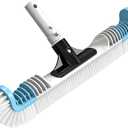 YASHINE 20" Pool Brush Head, Heavy Duty Pool Cleaning Brush for Inground & Above Ground Pool Walls, Tiles & Floors, Curved Ends Pool Scrub Brush, Durable Handle & Premium Strong Bristle (Blue White)