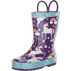 Western Chief Frozen 2 Licensed Waterproof Rain Boots for Boys and Girls, with Easy-On Handles, Unicorn Dreams, size 13