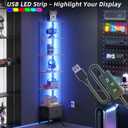 AFLUI 6-Tier Corner Shelf with LED Light & Fabric Drawer, 75" Tall Corner Bookshelf for Small Space, Narrow Book Shelf for Corner, Living Room, Bedroom, Rustic Brown (6 Tier (10.6"D x 14.6"W x 75.2"H)