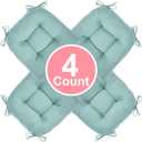 Chair Cushion, Chair Cushions for Dining Chairs, Chair Pads and Mat with Ties for Indoor Kitchen Seat and Desk (Aqua Blue, 4 Count - 17 x 16 in)
