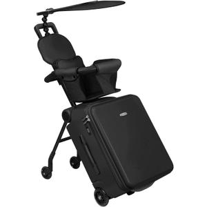 LemoHome Expandable Luggage with Spinner Wheels,Large Suitcases with Child Seat Design,Hard Luggage for Women and Men,20 inch Hardside Carry on Luggage for Travel (Black visor), big