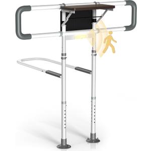 Bed Rails for Elderly Adults Safety with Foldable Side Table, ASTM Approved Adjustable Bed Assist Rail for Seniors, Sensor Light, Non-Slip Handle, Storage Pocket, Fits Twin/Full/Queen/King Bed Rails for Elderly Adults Safety with Foldable Side Table, ASTM Approved Adjustable Bed Assist Rail for Seniors, Sensor Light, Non-Slip Handle, Storage Pocket, Fits Twin/Full/Queen/King