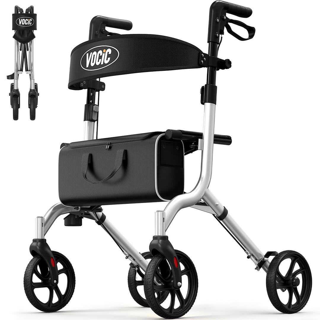 VOCIC Z27 Ultralight 12.7 lbs Rollator Walker with Seat for Seniors