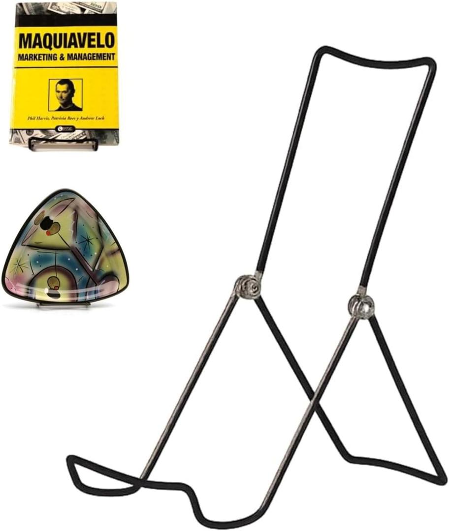 KINGDOM SOLUTIONS MADE IN USA 4-Pack Adjustable Black Metal Easels - Book Stand - Sturdy Plate Stand for Art, Pictures, Books, Frames - Unique on the Market