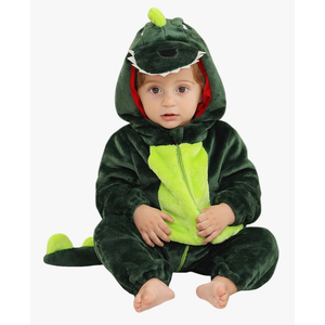 Happy Cherry Baby Boys Girls Hooded Romper Fleece Jumpsuit Bodysuit Cotton Cute Long Sleeve Toddler Winter Fall Clothes Dark Green 3-4T