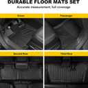 Floor Mats Compatible with Honda Pilot 8 Seats 2016-2022 (No Elite Models) - TTX LIGHTING All Weather Cargo Liner with Back Seat Cover TPE Trunk Mat & Backrest Mat & Floor Liners Pilot Accessories