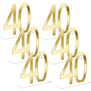 Threehoney Mirror Gold 40th Birthday Decorations for Men and Women Acrylic Anniversary Decorations Table Numbers Centerpieces for Birthday Party