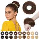 S-noilite Messy Bun Hairpiece Real Human Hair for Women Tousled Updo Scrunchie Donut Chignon Realistic Natural Bun Hair Piece Medium Brown