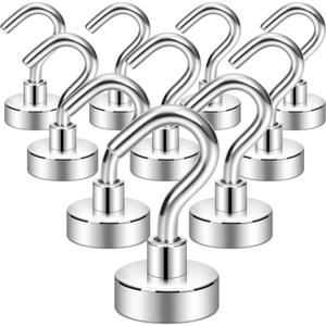 Neosmuk Magnetic Hooks, Heavy Duty 30lb+ Strong Magnet Hook for Cruise Cabins, Cruise Ship Essentials for Hanging, Metal Wall Refrigerator Hangers (Silver White, 10 Pack) (0.67 inches)