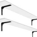 DINZI LVJ Long Wall Shelves, 55.1Inch Wall Mounted Shelves Set of 2, Extra Large Floating Storage Ledges with Sturdy Metal Brackets for Living Room, Bathroom, Bedroom, Kitchen, White