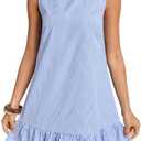 SOLY HUX Women's Striped Dress Summer Sleeveless Ruffle Flowy Mini Smocked Dresses Vacation Outfit XL