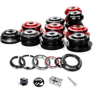 BUCKLOS 1-1/8 Bike Headset MTB Threadless 34 44 44-50.6 44-55 44-56 41.8-52mm, Straight Tapered Tube Mountain Bikes Road Bicycle Double Sealed Bearings Headsets, for Frame Fork Expander Plug Star Nut