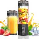 Portable Blender, 360 Watt Personal Blenders with Pulse Mode, Shakes and Smoothies, 6000mAh, BPA Free 24 Oz Blender Cup with 6 Blades and Lid, USB-C, Self Cleaning Portable Juicer For Travel, Black