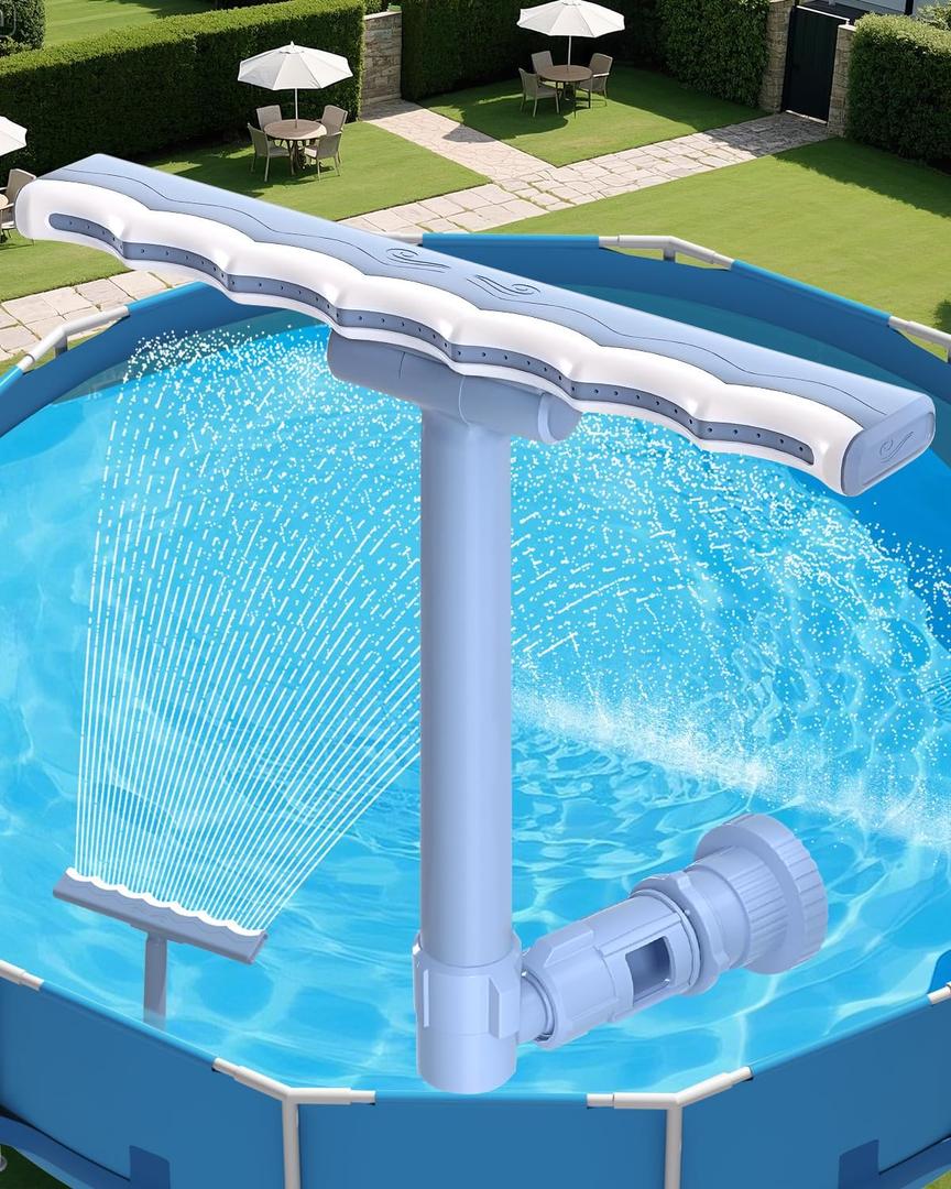 Pool Fountain for Above and Inground Pools, 2-in-1 Adjustable Wide Width Waterfall Pool Sprinkler Fountain for Cooling 10-20 Degrees,Outdoor Swimming Pool Accessories for Relaxation & Cooling(Blue)