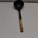 STAUB Soup Ladle, Perfect for Serving Hot Soup, Portion Batter for Pancakes, and Sauce Pasta, Durable BPA-Free Matte Black Silicone, Acacia Wood Handles, Safe for Nonstick Cooking Surfaces