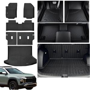 Floor Mats for 2025 2026 Chevy Equinox (Only Gas) & GMC Terrain Ac with Cargo Liners,TPE All Weather Protection Floor Liners with Trunk Mat Covering The Backrest