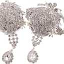 Corsage Wristlet Boutonniere 2 Pcs Silver Wrist Flower with Rhinestone Wristband and Corsage for Groom Perfect for Wedding Party Fullhand Made Heavey Weight(Large)