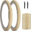 SIMEIQI 1 or 2 Pack 26"x2.125" Beach Cruiser Bike Tires Cream Color with or Without Inner Tubes 26"x1.75"/2.125" Replacement Folding Bicycle Tyres for City Commuter Urban Pavement