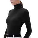 SUUKSESS Women Turtleneck Cashmere Blend Sweater Long Sleeve Shirts Fall Basic Thermal Tops Winter Clothes (Small, Black)