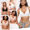 Vertvie Seamless Deep V Neck Bra for Women Wireless Comfortable Push Up Bra Invisible Underwear White (White, XXL)