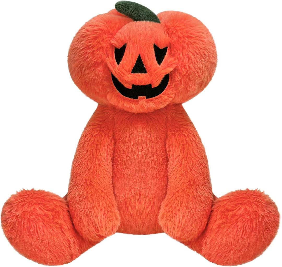 Scary Pumpkin Plush Stuffed Animal, Cute Furry Orange Pumpkin Toy, Soft Cuddly Plushie Hugger Toy for Boys Girls, Gifts for Kids or Girlfriend, 12 Inches