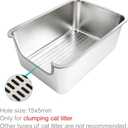 Stainless Steel Sifting Cat Litter Box for Clumping Clay (19.5" L x 13.6" W x 8" H)