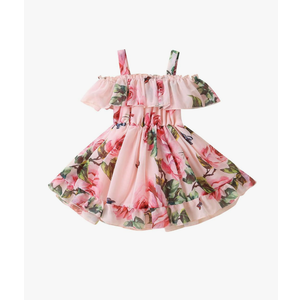 Toddler Baby Girls Summer Dress Chiffon Princess Tutu Dress Floral Beachwear Suspender Sundress Skirt Little Girl Clothes
 Size 2T