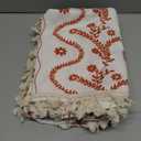 Short Cafe Curtains for Small Window 45 Inch 2 Panels,Beige Floral Terracotta Boho Kitchen Curtain,Mid Century Bedroom Drapes with Tassel Decor,Beige and Rust Orange