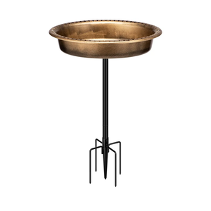 VIVOHOME Oval Polyresin Bird Bath Bowl with Metal Stake, 29 Inch Height Outdoor Freestanding Birdfeeder, Capacity 1.3 Gallons, 5-Pronged Base, Copper