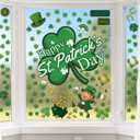 3 Pcs Large St. Patrick's Day Window Clings, PVC Static Cling Stickers Shamrock Leprechaun Pot of Gold Horseshoe Design 13 7 x 33 4 Inch Repositionable Clings for Windows Mirrors Glass
