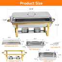 9Qt Chafing Dishes for Buffet, 4 Pack Gold 304 Stainless Steel Chafing Dish Sets, Food Warmers for Parties Buffet,Complete Buffet Servers and Warmers to Keep Food Warm