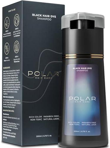 POLAR HAIR CARE Polar Haircare - Hair Dye Shampoo for Gray Hair for Women & Men (Jet Black) Natural Hair Dye Kit - Semi Permanent Hair Dye Shampoo - Vegan Hair Dye USA 6.76 Fl Oz