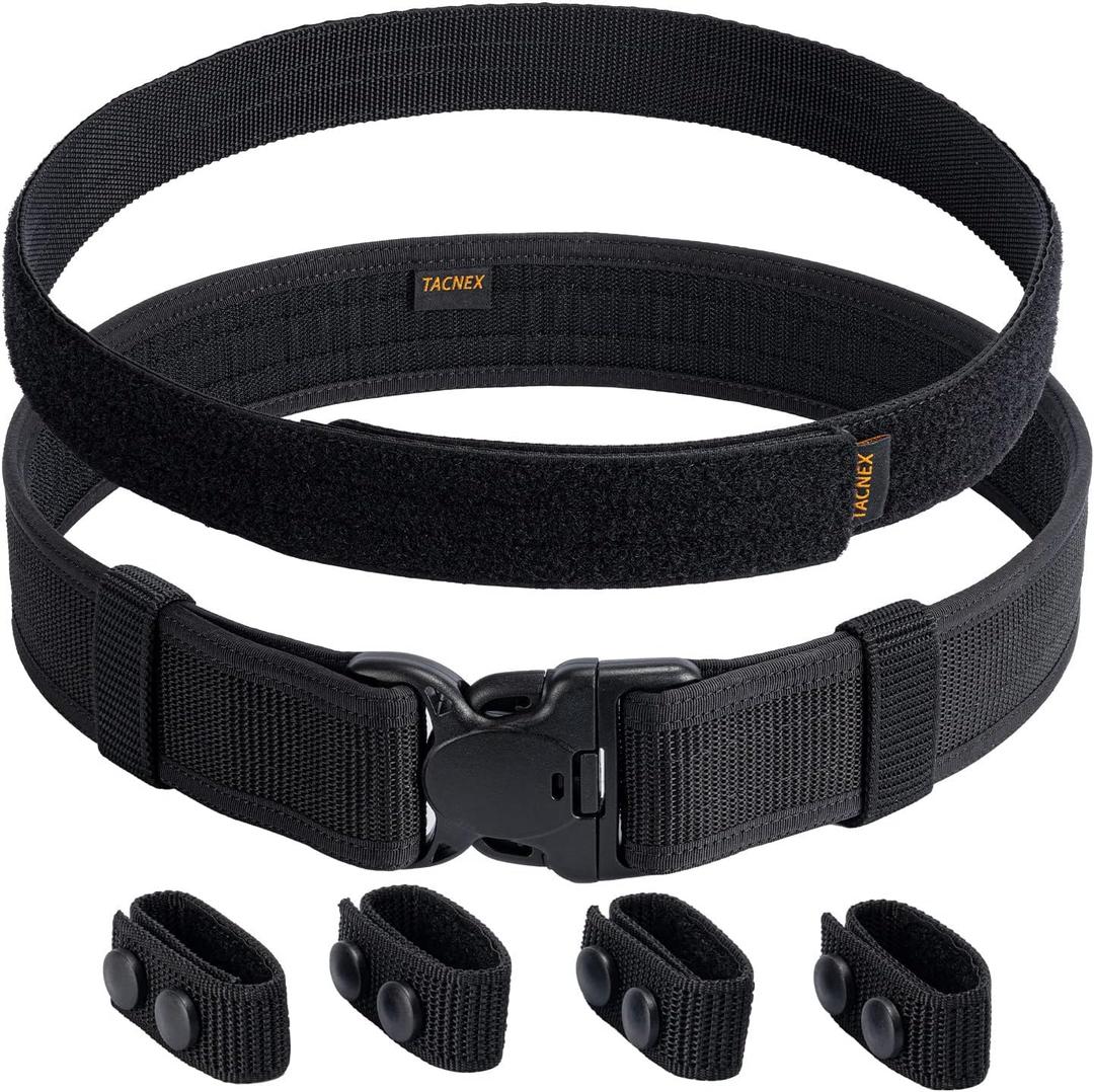 TACNEX Duty Belt w/Hook Lining 4 Keepers 2" Police Law Enforcement Officer Security Nylon Outer Inner Belt (Medium)