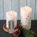 Eywamage White Floral Flameless Pillar Candles with Remote, Flickering Spring Daisy Battery LED Candles Set of 2
