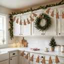 Wood Star Top Christmas Tree Christmas Garland Rustic Wood Chain with Wooden Bead Hanging Decorations for Mantle Wall Window Door Winter Home Xmas Tree Decor Holiday Crafts