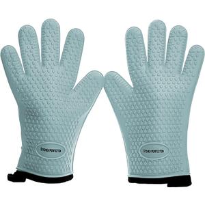 KITCHEN PERFECTION Silicone Smoker Oven Gloves For Women -Extreme Heat Resistant BBQ Gloves -Handle Hot Food Right on Your Smoker Grill Fryer|Waterproof Oven Mitts Grill Gloves |Superior Set+3 Bonuses (One Size Fits Most, Aqua)