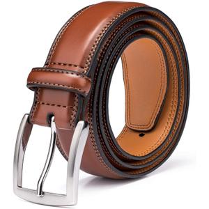 KM Legend Men's Genuine Leather Dress - Classic & Fashion For Work Business And Casual Belt (38, Essential Brown)