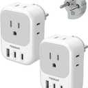 TESSAN 2 Pack Type E F Plug Adapter (2 USB-C), France Spain South Korea Power Adapter with 4 Outlets 3 USB, European Travel Adaptor for US to Germany Iceland Greece Portugal