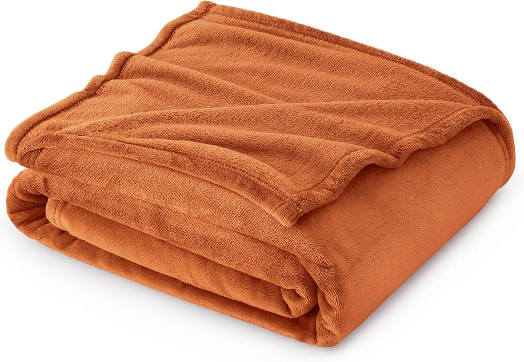Bedsure Burnt Orange Fleece Throw Blanket Mango - 300GSM Soft Lightweight Plush Cozy Blankets for Bed, Sofa, Couch, Travel, Camping (Throw (50" x 60"))