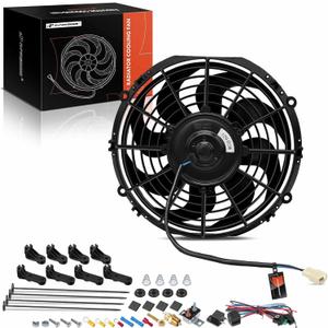 A-Premium 10'' 10 inch Electric Radiator Fan 900 m/h, 12V 80W with Thermostat Wiring Switch Relay Kit