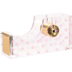 Laura Ashley English Garden Tape Dispenser 5 Floral Acrylic & Gold Desktop Tape Holder Stylish Aesthetic Office Supply for Home & Work Heavy-Duty Cutter with Gift-Ready Packaging