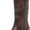 SelRoys Cowboy Boots for Women Cowgirl Mid Calf Western Boots Embroidered Stitched Pointed Toe Chunky Block Heel Brown Red Black US 9 (Brown)