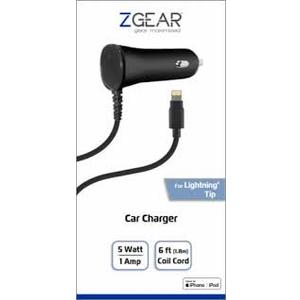 ZGear Lightning Cable Car Charger - Black, 6 ft