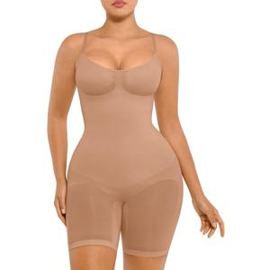 FeelinGirl Shapewear Tummy Control Seamless Bodysuit Hip Enhancer Body Shaper for Women (Medium-Large, Mocha Brown)