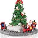 iStatue Rotating Musical Christmas Tree Figurine  Resin Holiday Decoration with Santa Train, Plays Merry Christmas Song, 6 Tall Spinning Xmas Gift (Xmas Tree)